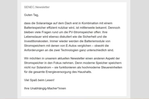 Gutes Beispiel für einen Einleitungstext einer E-Mail im Bereich Newsletter-Marketing.